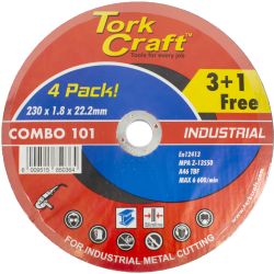 TORK CRAFT 3+1 Free Cutting Disc Industrial Metal 230 X 1.8 X 22.2 Mm